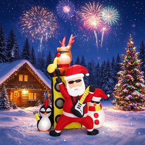 7ft Inflatable Santa Christmas Band, Santa Reindeer Snowman Penguin ...