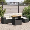 vidaXL Patio Sofa Set with Cushions Outdoor Furniture 6 Piece Poly Rattan - Black and Cream with Storage - 2 of 4