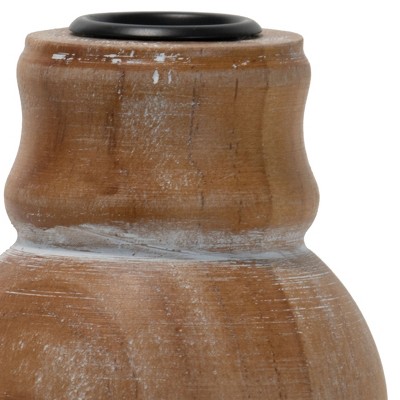 Small Natural Whitewashed Wood Taper Candle Holder