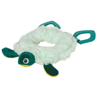 Manhattan Toy Theo Turtle Baby Toy Ring Rattle with Crinkle Paper and Textured Teethers