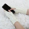 Unique Bargains Pair Women's Winter Lace Trim Fingerless Thumbhole Stretchy Knitted Gloves - 4 of 4