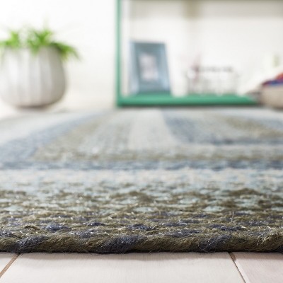 Light Blue and Green Braided Oval Jute Area Rug 4'x6'