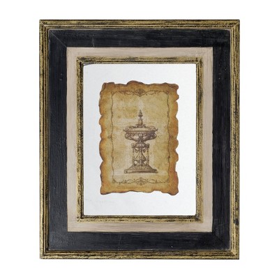 18"x22" Lucian Antiqued Sculpture Framed Wall Art Black/Gold - A&B Home: Vertical Art Deco, Wood Composite Frame, Sawtooth Back