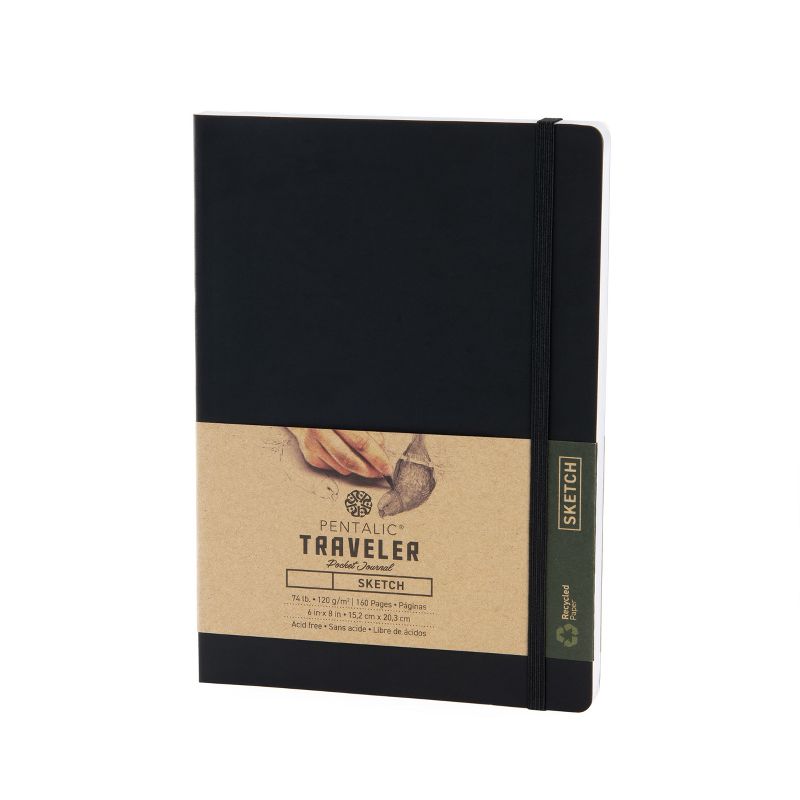 Pentalic - 6"x 8" Traveler Pocket Sketching Journal - 2 pack, Black, 3 of 12