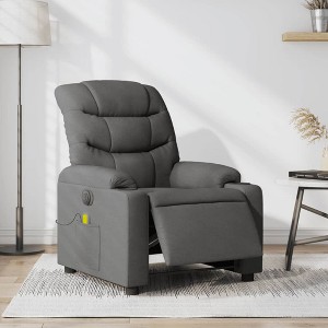 vidaXL Electric Massage Recliner Chair Dark Gray Fabric - 1 of 4