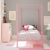 KWPZQEB Canopy Metal Bed with Headboard and Footboard, Canopy Bed Frame Heart-Shaped Scroll Design & Round Top Post for Girl, Pink - 3 of 4