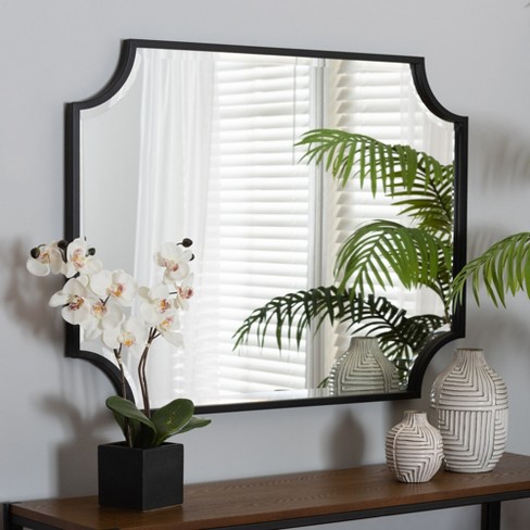 Baxton Studio Parcenet Modern Black Finished Metal Accent Wall Mirror ...