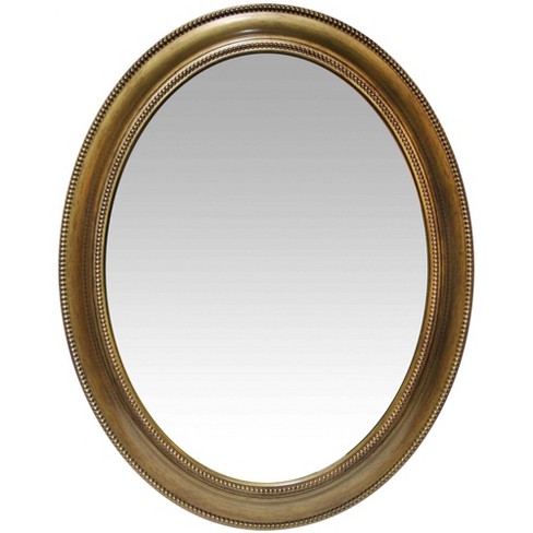 MIRRORIZE Oval Antique Gold Metal Framed Wall Mirror (24 in. H x 20 in. W)