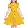 Arshiner Girls Dress Flutter Sleeve A-Line Button Down Sundress Casual Midi Dresses - 4 of 4