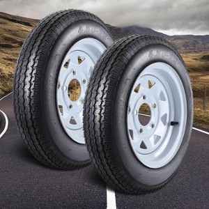 2 Pack 4.80-12 Heavy-Duty Trailer Tires, 6PR Load Range C, 5 Lug on 4.5" White Wheel, for Utility Trailers & Campers - 1 of 4