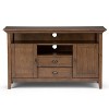 WyndenHall Mansfield Solid Wood TV Stand for TVs up to 60" Rustic Natural Aged Brown : Media Storage, Brass Hardware - 4 of 4