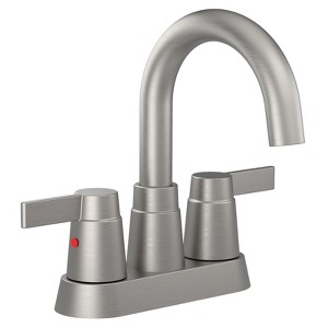 DOMETOUR Brushed Nickel 2-Handle Bathroom Faucet, 360° Swivel Spout, 4-Inch Centerset, 3-Hole Vanity Faucet for RV/Lavatory - 1 of 4