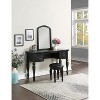 Dexmalle Classic Vanity Set Wooden Carved Mirror Stool Drawers Antique Grey Finish - 2 of 4