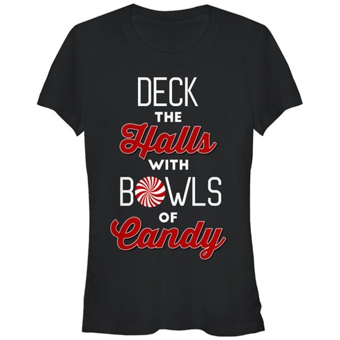 Juniors Womens CHIN UP Christmas Candy Deck the Halls T-Shirt - image 1 of 3