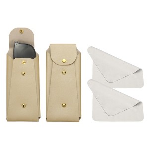 Unique Bargains PU Leather Portable Nail Buckle Soft Eyeglass Cases 2 Pcs - 1 of 4