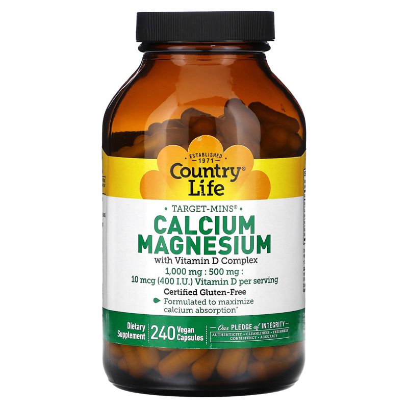 Country Life Target-Mins, Calcium Magnesium with Vitamin D Complex, 240 Vegan Capsules, 1 of 3