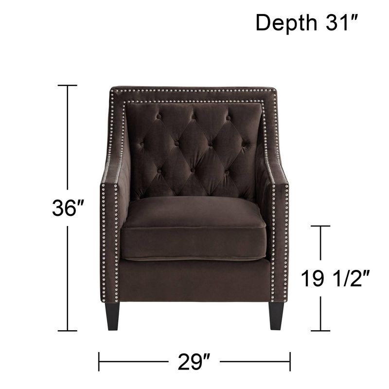 55 Downing Street Tiffany Chocolate Brown Tufted Armchair, 4 of 10