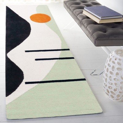 Rodeo Drive Green and Black Wool Hand-Tufted Runner Rug