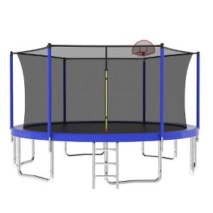 BestParts 14FT Trampoline with Safety Enclosure, Basketball Hoop, Ladder - 1 of 4