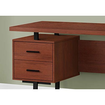 Cherry Black 60" Contemporary Home Office Desk with 3 Drawers