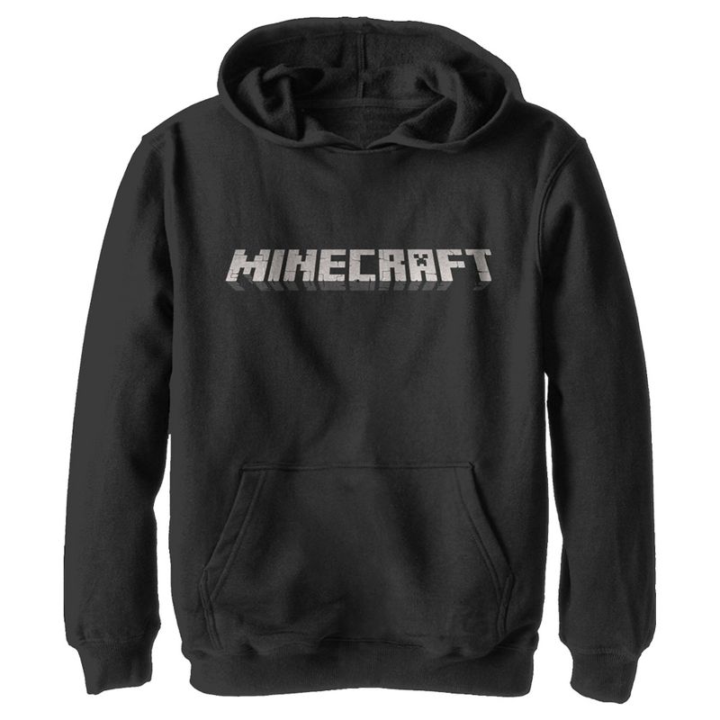 Boy's Minecraft Classic Logo Black Pull Over Hoodie, 1 of 5