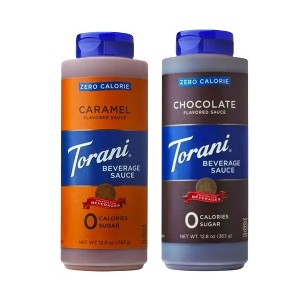 Torani Zero Calorie Beverage Sauce Bundle – Caramel & Chocolate (12.8 fl oz each) (Pack of 2) - 1 of 4