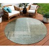Pale Aqua And Beige Abstract Washable Indoor Outdoor Area Rug - 2 of 4
