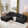 Mjkone 2-Pcs Free Combination Modular Sectional Sofas with Deep Seat,Corduroy L-Shaped Sofa with Chaise Lounge - 2 of 4