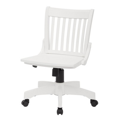 Mid-Century White Wood Bankers Swivel Chair with Steel Base