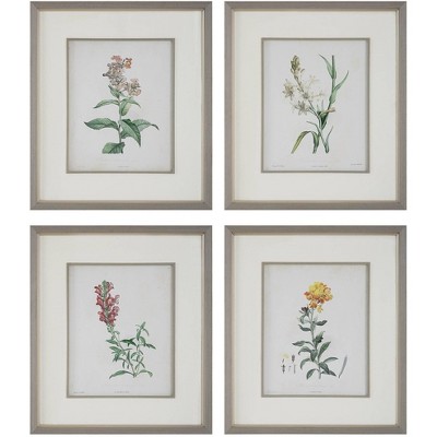Uttermost Heirloom Blooms Study 30" High 4-Piece Framed Wall Art Set