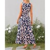 Womens Summer Dress V Neck Elastic Waist Sleeveless Floral Elegant Casual Maxi Dress - 2 of 4
