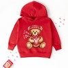 Valentine Teddy Bear Beanie - Toddler Hoodie - 2 of 4