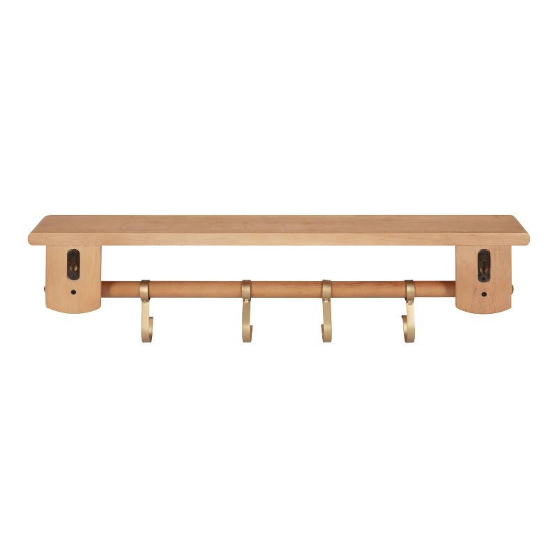 27&#34; x 7&#34; Alta Decorative Wall Shelf with Hooks Natural - Kate &#38; Laurel All Things Decor, 4 of 10