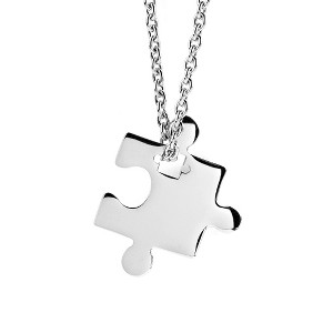 ELYA Women's Polished Jigsaw Puzzle Steel Necklace - 1 of 3