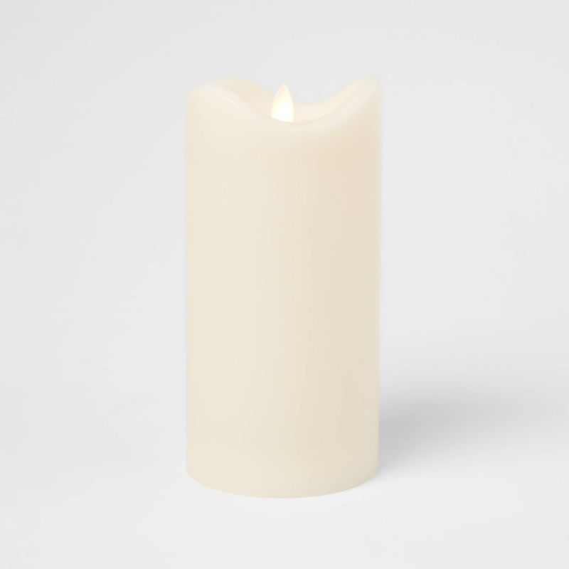 8&#34; x 4&#34; LED Flickering Flame Candle Cream - Threshold&#8482;, 4 of 9