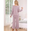 cheibear Women's Lounge Sets Hight-Low Shirt and Wide-leg Pants 2 Piece Pjs Loose Sleepwear Loungewear - 3 of 4