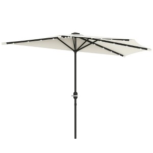 Outsunny Half Umbrella Outdoor Patio Umbrella, UPF 30+ Small Balcony Umbrella, Vented Tiltable Half Patio Umbrella with Crank 8 Ribs - 1 of 4