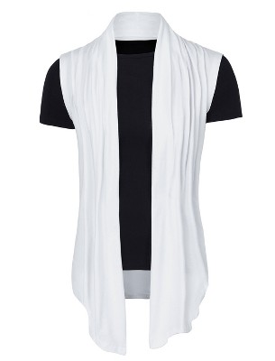 Lars Amadeus Men's Casual Open Front Sleeveless Irregular Hem Cardigan Vest