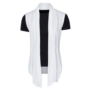 Lars Amadeus Men's Casual Open Front Sleeveless Irregular Hem Cardigan Vest - 1 of 4