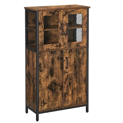 VASAGLE Storage Cabinet Cupboard Bathroom Cabinet Rustic Brown and Black