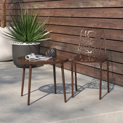 Devon Brown Aluminum Cut-Out Design Modern Outdoor Chair