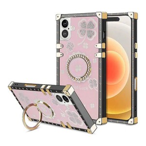 Entronix Case Compatible with iPhone 16 Plus - [Rectangular] Luxury Lucky-Clover Gripstand - 1 of 4