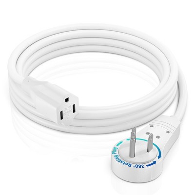 Maximm Cable 360° Rotating Flat Plug Extension Cord, 3 Prong Power Cord UL Certified