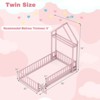 Safstar Twin Size House Floor Bed w/House-shaped Headboard Clothes Hanger without Slats - 2 of 4
