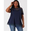 Agnes Orinda Women's Plus Size Round Neck Peplum Short Sleeve Mesh Sheer Summer Casual Blouses - 4 of 4