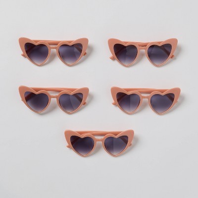 5ct Heart Shaped Sunglasses Pink - Bullseye's Playground™