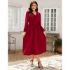 A-Line Dress for Women Fall 2025 Flounce V Neck Pleated Dress Lantern Sleeve Formal Dresses Church Dress - 3 of 4