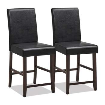 Costway Set of 2/4 Bar Stools 25inch Counter Height Barstool Pub Chair w/Rubber Wood Legs