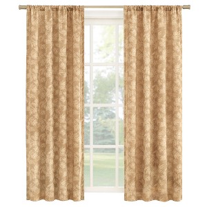 Collections Etc Elegant Leaf Embroidered Rod Pocket Top Curtain Panel - 1 of 3