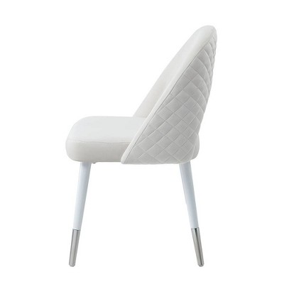 Zemirah White Velvet Upholstered Side Chair with Metal Legs